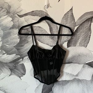 Black mesh and satin teddy by Fredericks
